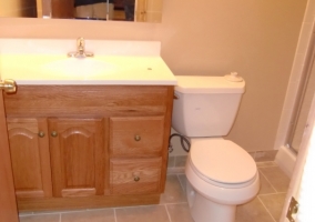 This basement bathroom was remodeled and a new bathroom was installed.