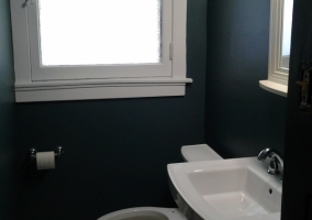Powder room redo with new floor and sink