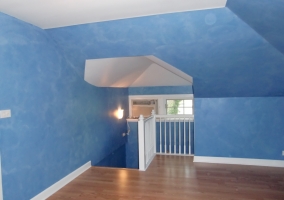 Faux painting and laminated wood flooring