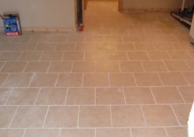 Remodeled basement and added ceramic floor tile and new bathroom